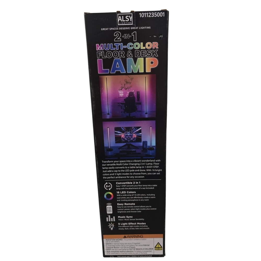 Alsy Lighting 2-in-1 Multi-Color LED Floor & Desk Lamp RGB Music Sync New in Box - Picture 4 of 8